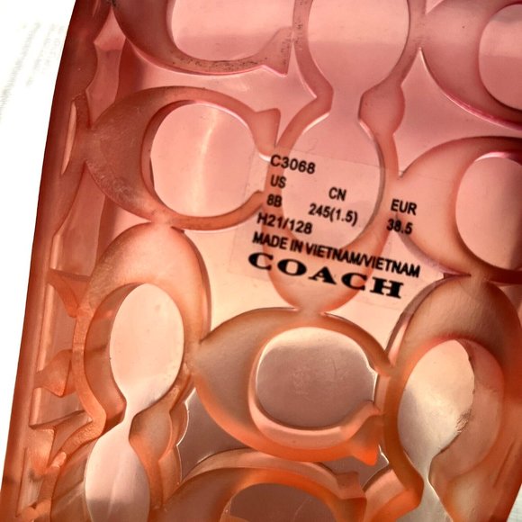 NWOB COACH Ulyssa Transparent Slide Tangerine Ombre Flats Rubber Pool - Picture 7 of 8